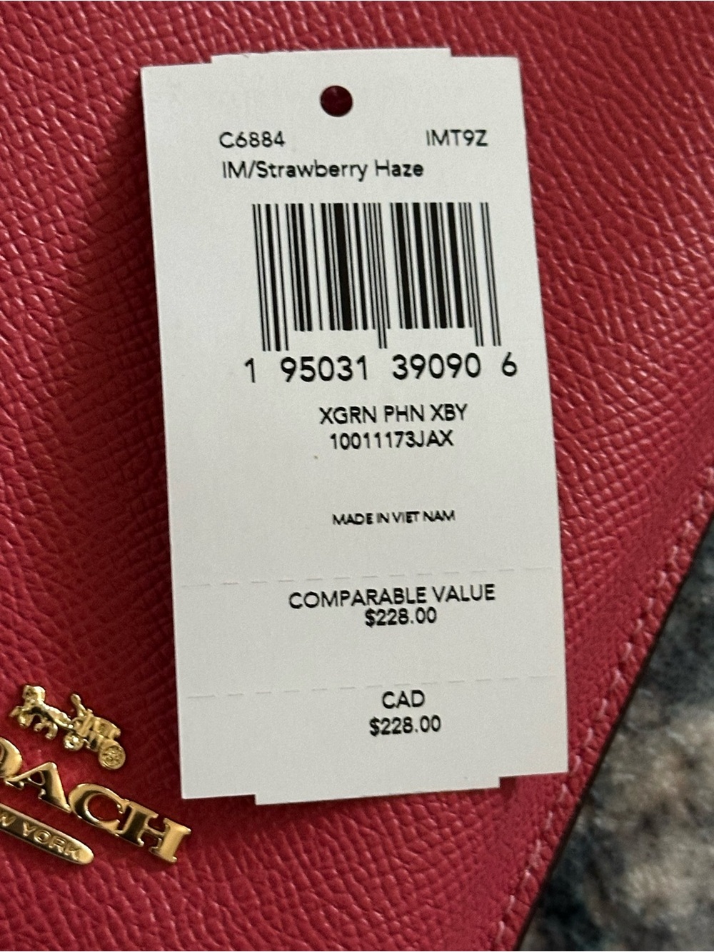 NWT Coach Phone Crossbody with Gold Hardware in Strawberry Haze - Picture 5 of 5